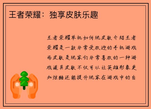 王者荣耀:独享皮肤乐趣